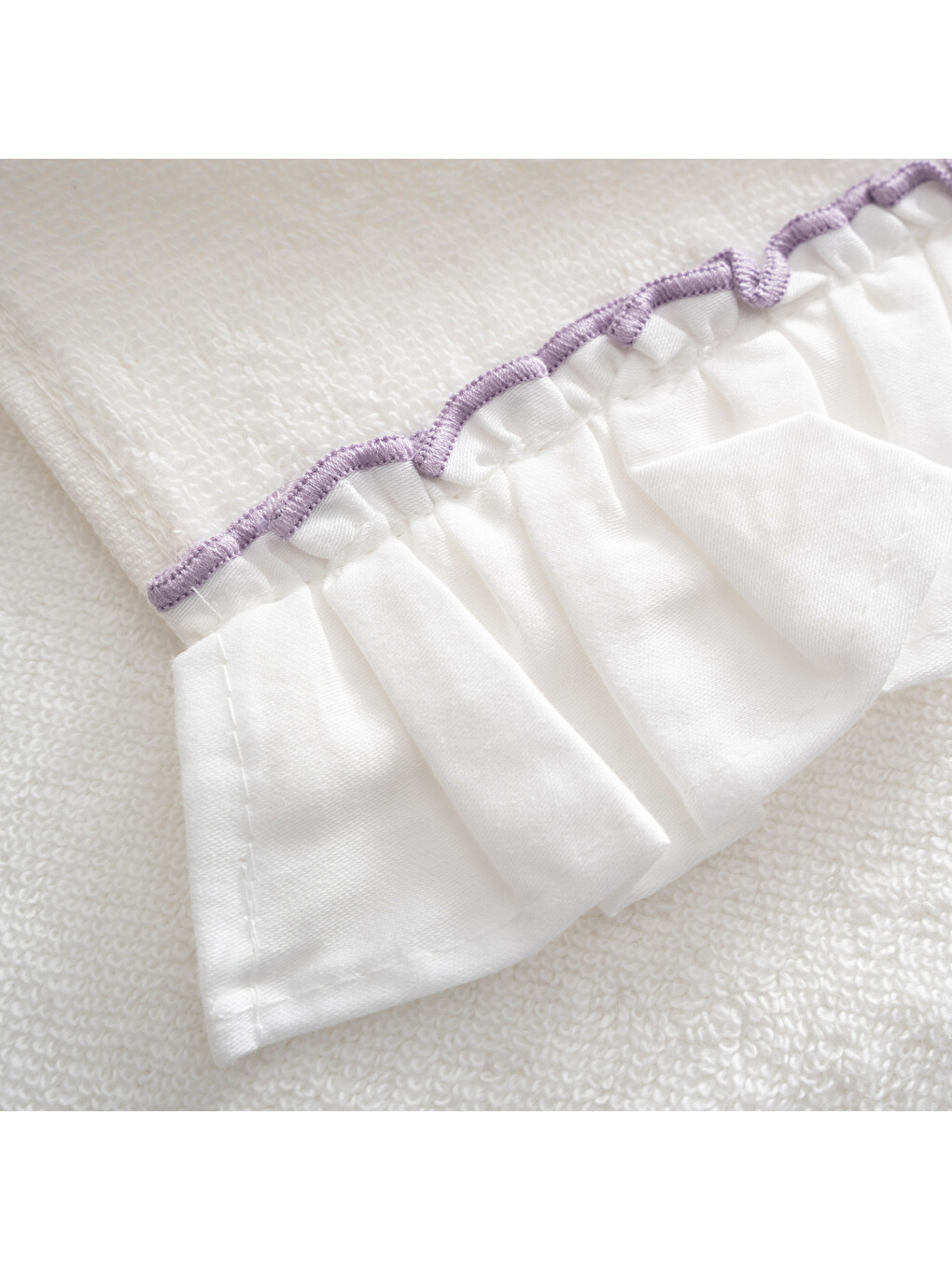 Ekru Rosie 3'lü Kurulama Havlusu %100 Pamuk Fırfırlı Krem 30x50 Cm-2