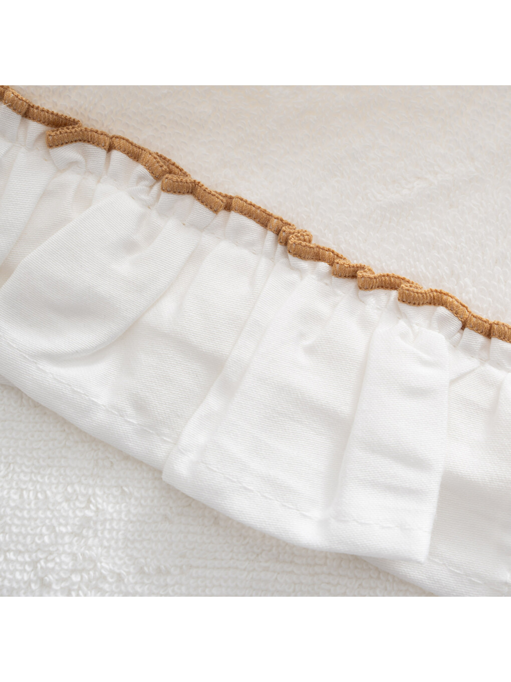 Ekru Rosie 3'lü Kurulama Havlusu %100 Pamuk Fırfırlı Krem 30x50 Cm-3