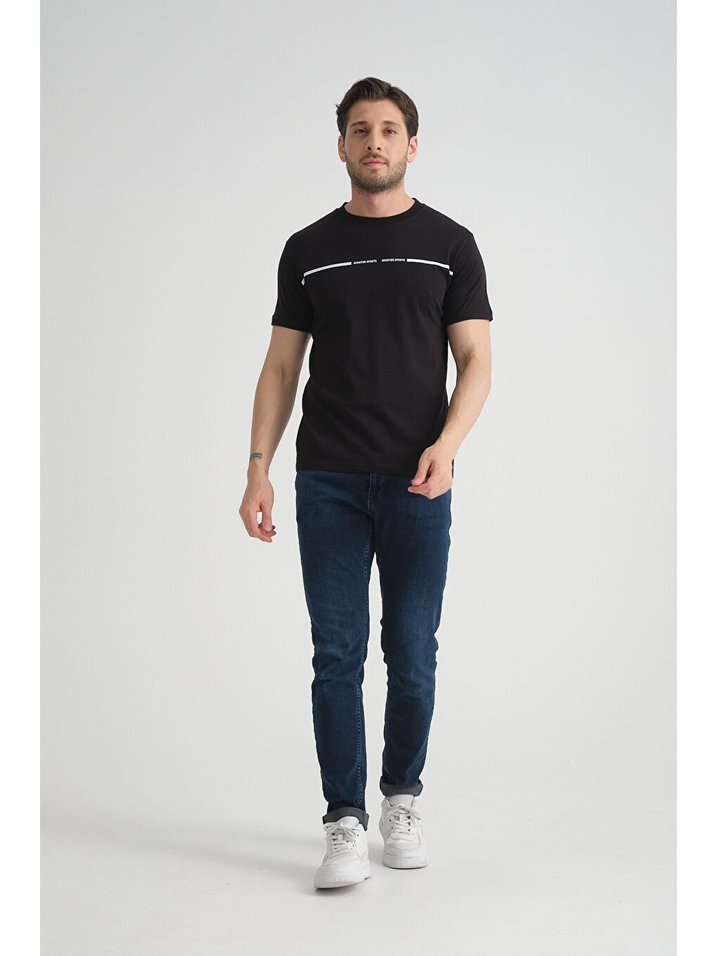 Siyah Erkek T-Shirt %100 Pamuk Nefes Alan Bisiklet Yaka Regular Fit-3