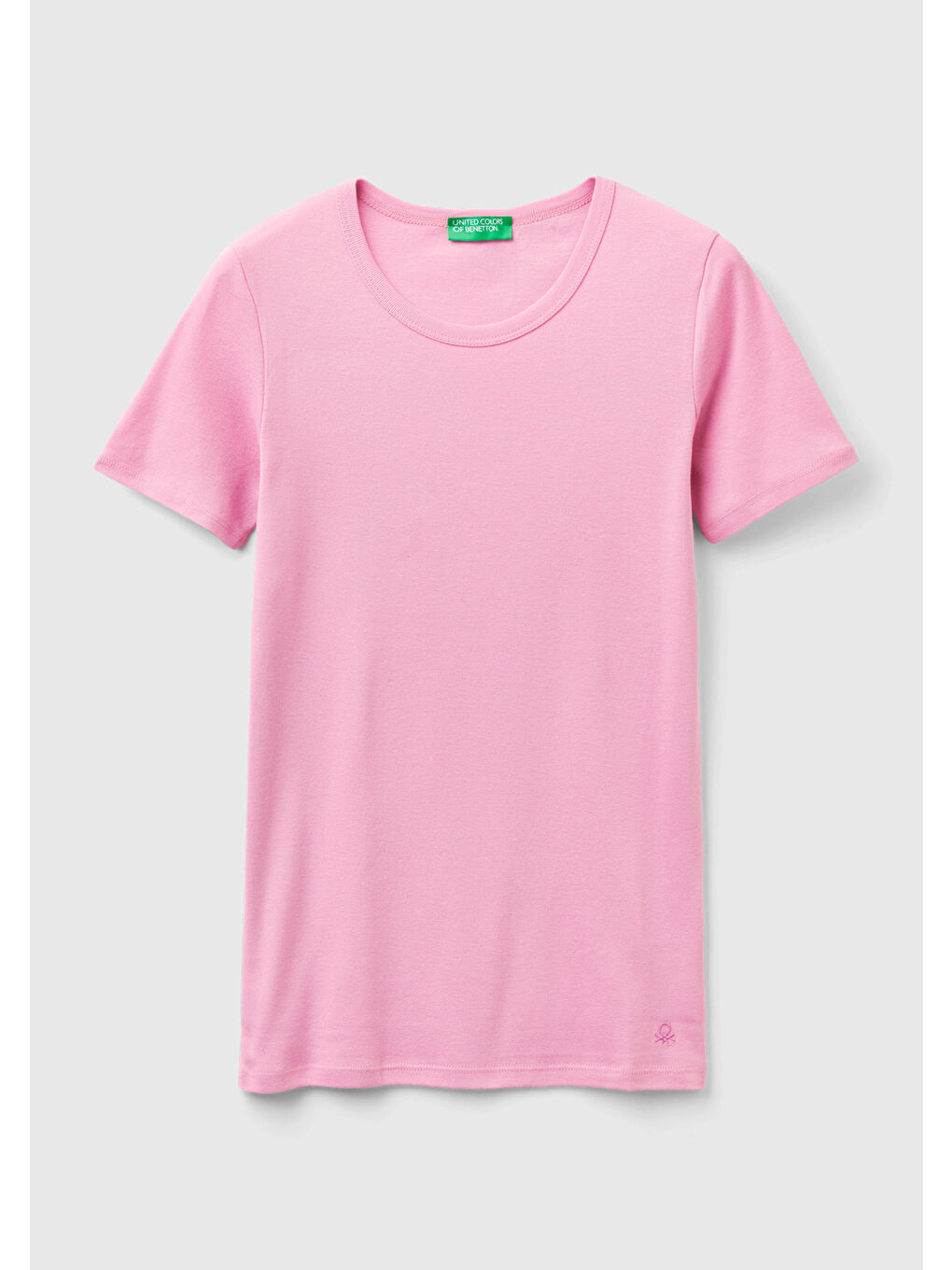 United Colors Of Benetton Kadın Açık Pembe  100 Pamuk Basic Kısa Kollu Bisiklet Yaka T Shirt - 1