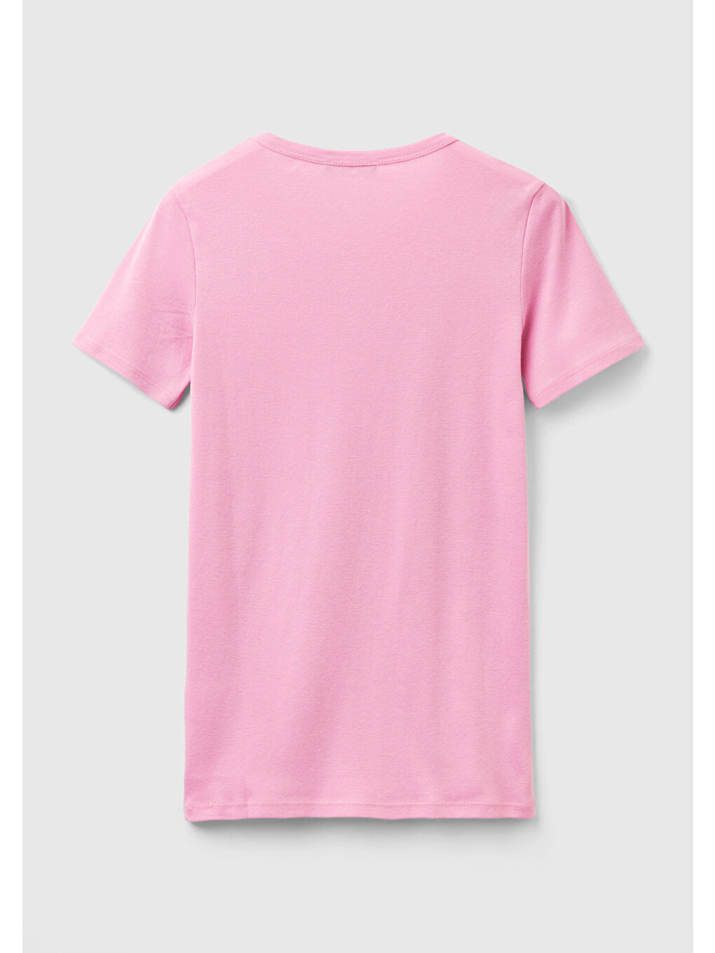 United Colors Of Benetton Kadın Açık Pembe  100 Pamuk Basic Kısa Kollu Bisiklet Yaka T Shirt - 3