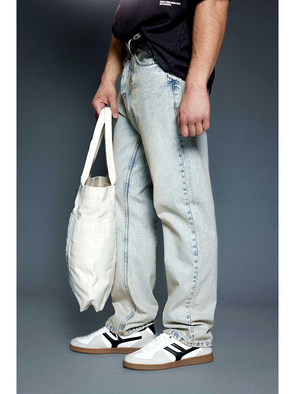 Erkek Baggy Fit Jean Açık Mavi-2