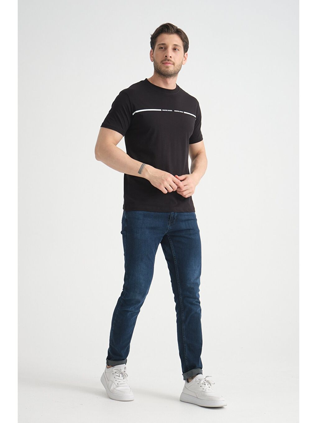 Siyah Erkek T-Shirt %100 Pamuk Nefes Alan Bisiklet Yaka Regular Fit-6
