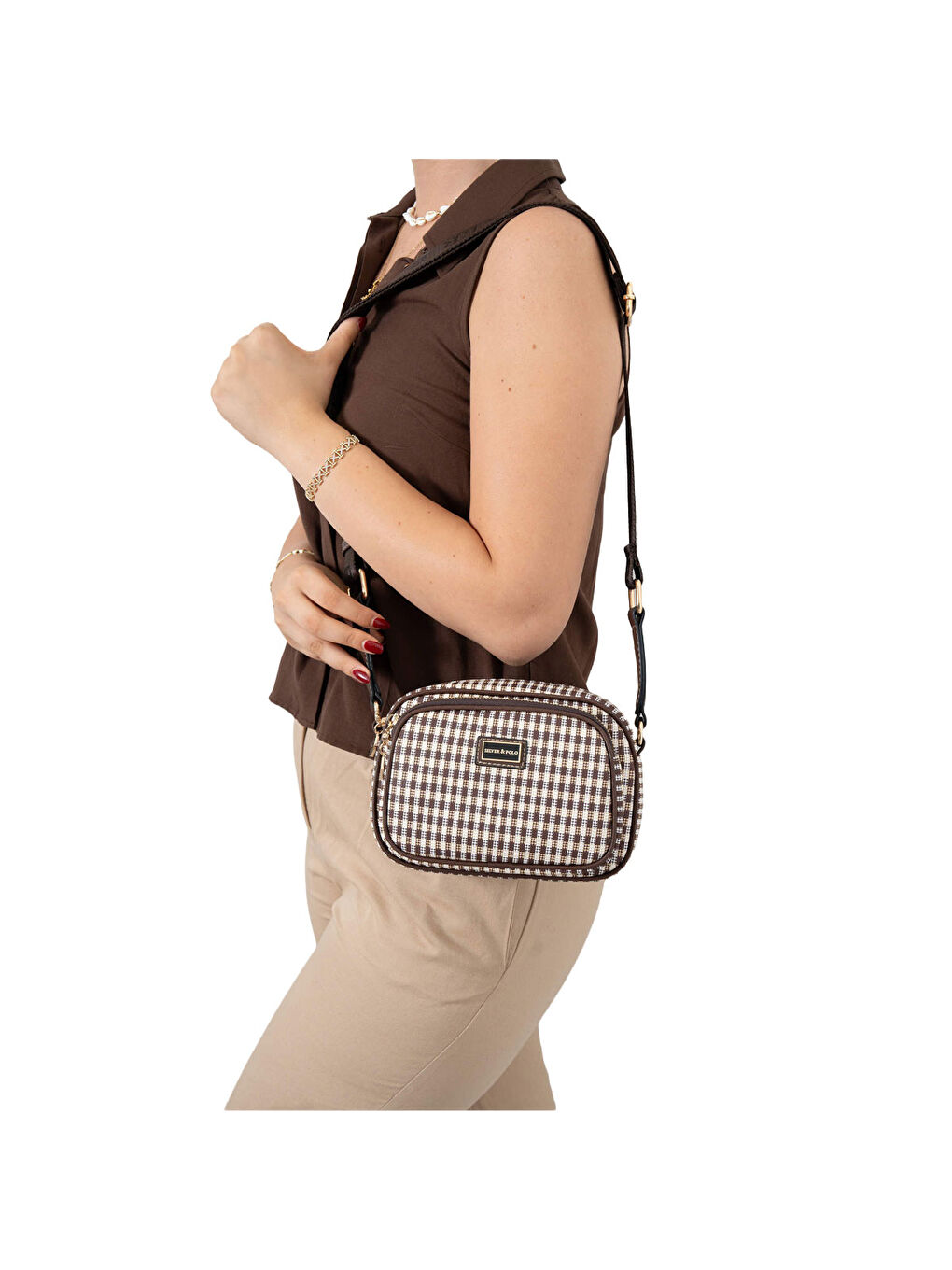 Kahverengi Kadın Çapraz Çanta 1111-47420 SILVER POLO ÇAPRAZ BAYAN ÇANTASI M191 KAHVE SARI-MAT KAHVE