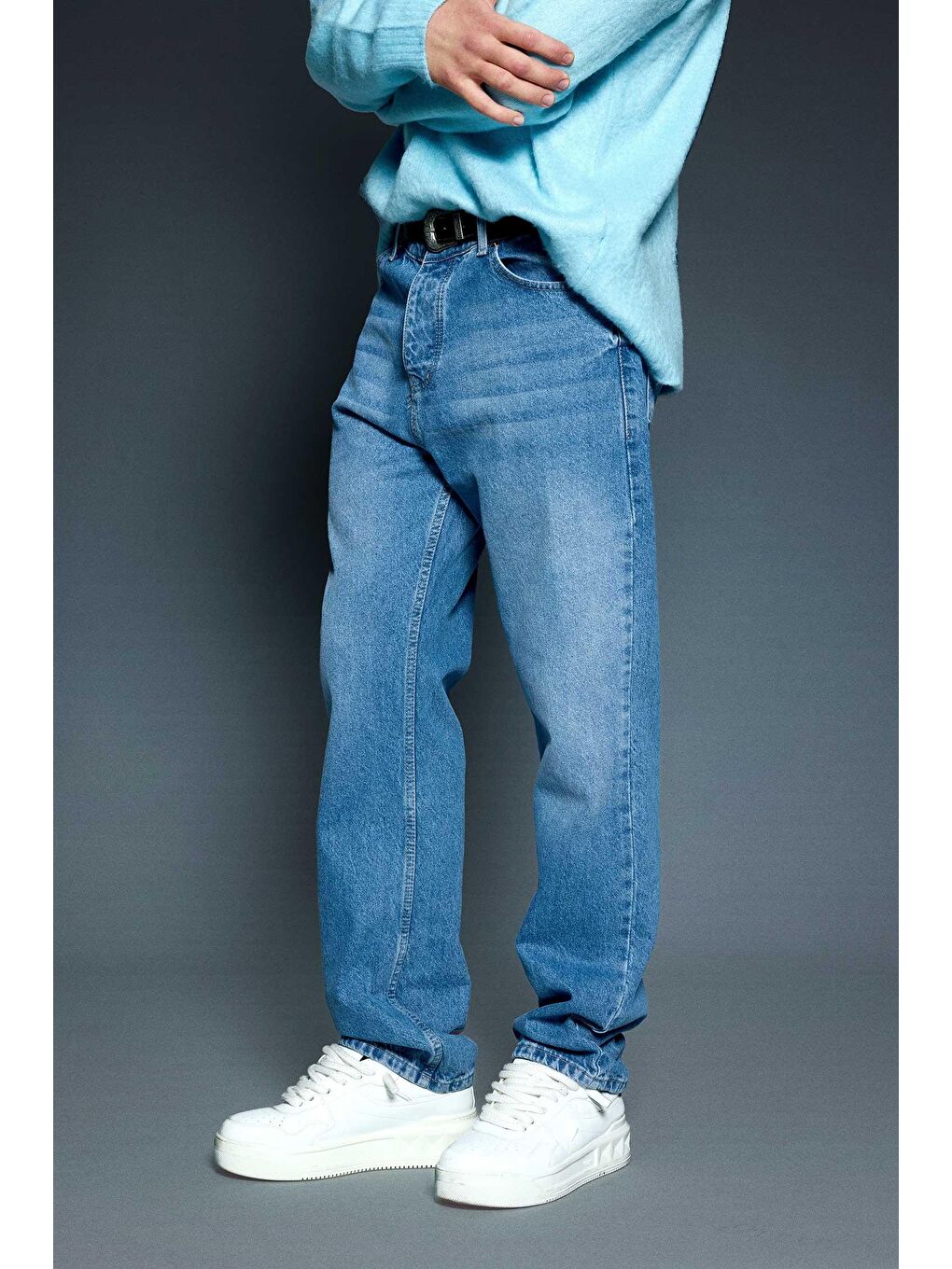 Erkek Baggy Fit Jean Mavi-1