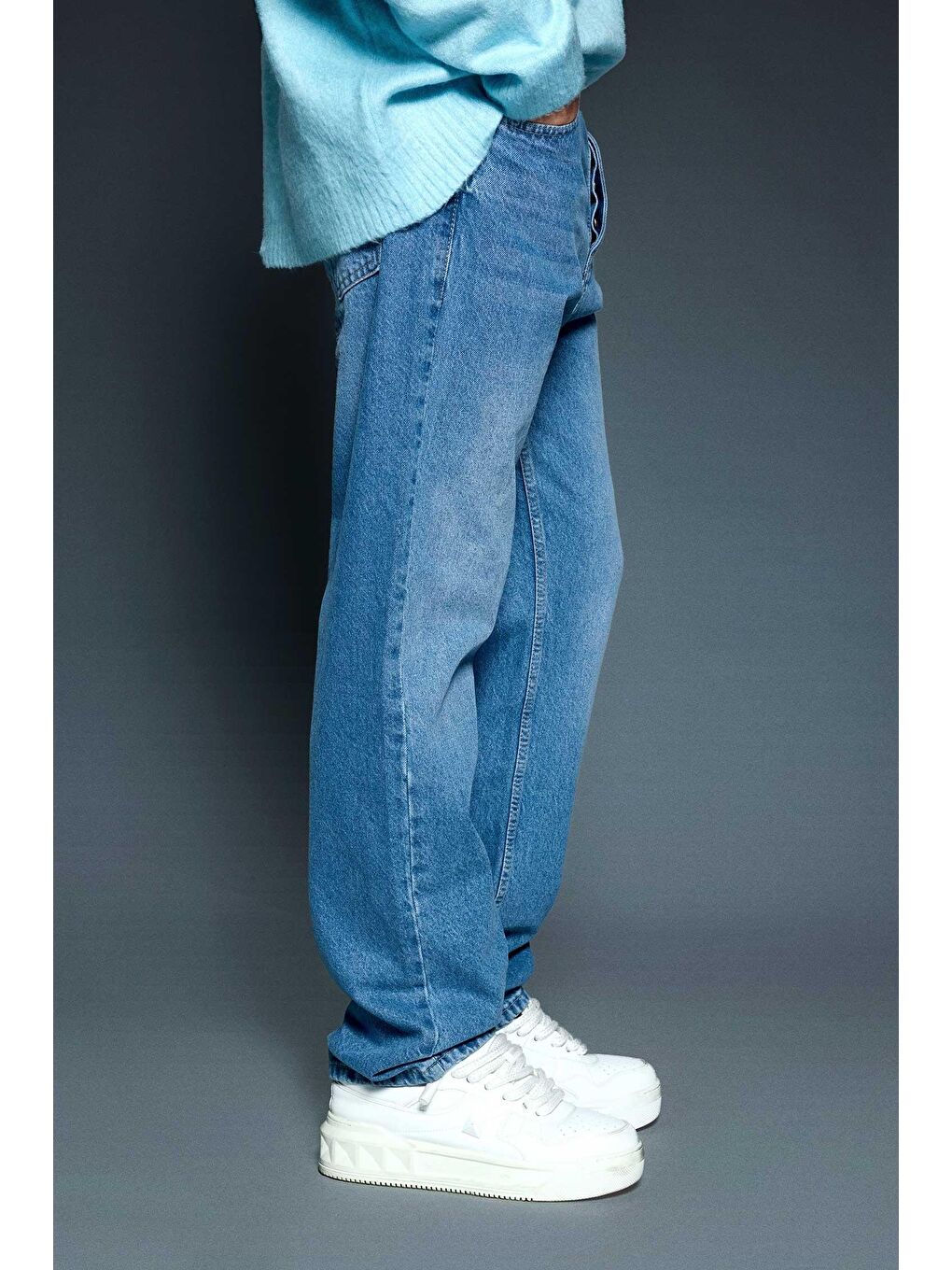 Erkek Baggy Fit Jean Mavi-2