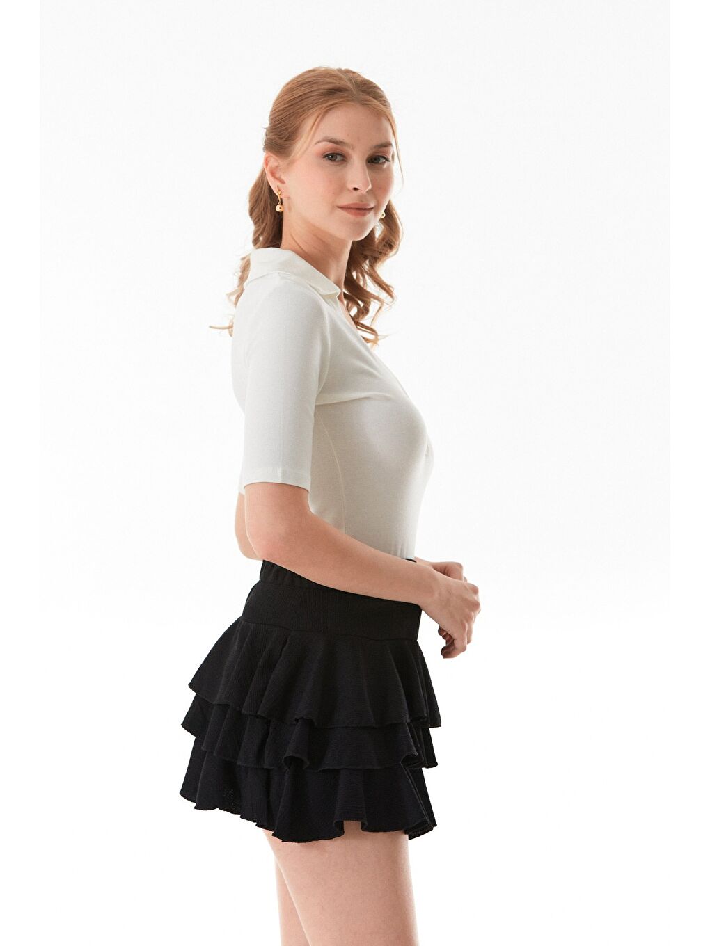 Ekru Basic Polo Yaka Çıtçıtlı Elastanlı Modal Body-3