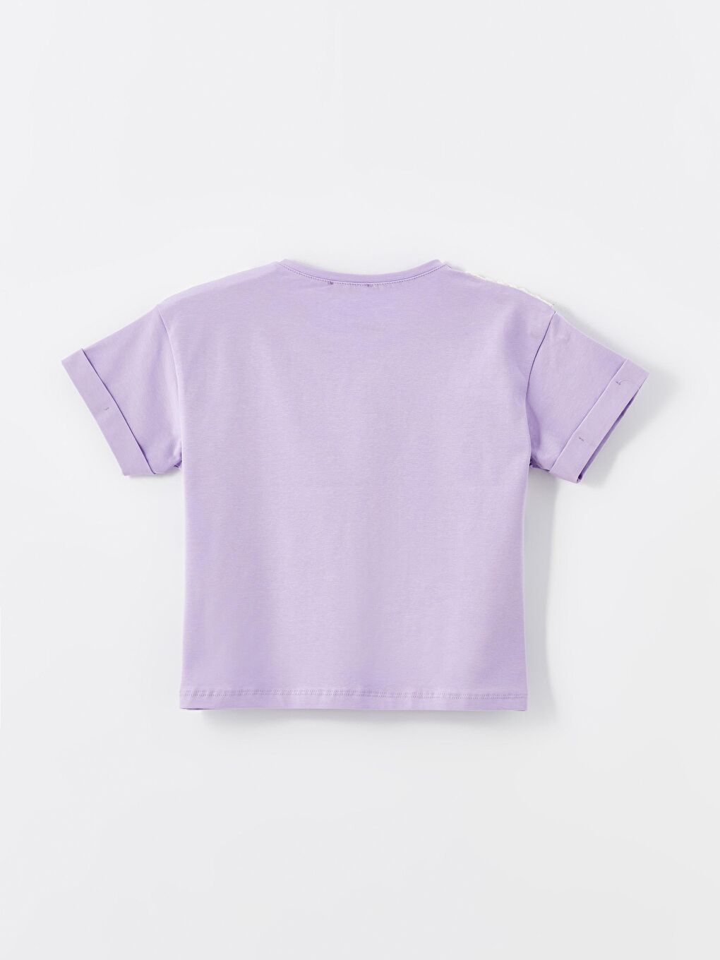 Lila Kız Çocuk Yelekli Dantelli Tişört-3
