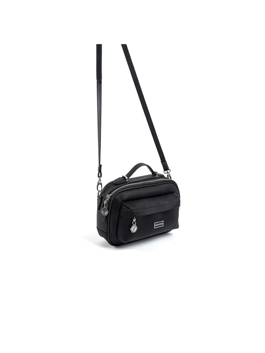 Siyah Kadın Çapraz Çanta 1186-47334 SILVER POLO ÇAPRAZ BAYAN ÇANTASI M86 SİYAH-MAT SİYAH-1