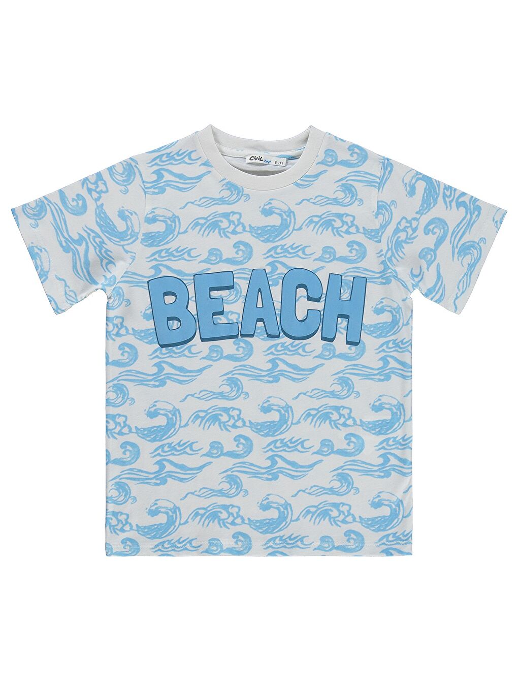 Boys Beach Baskılı 6-9 Yaş Tişört - Kırık Beyaz