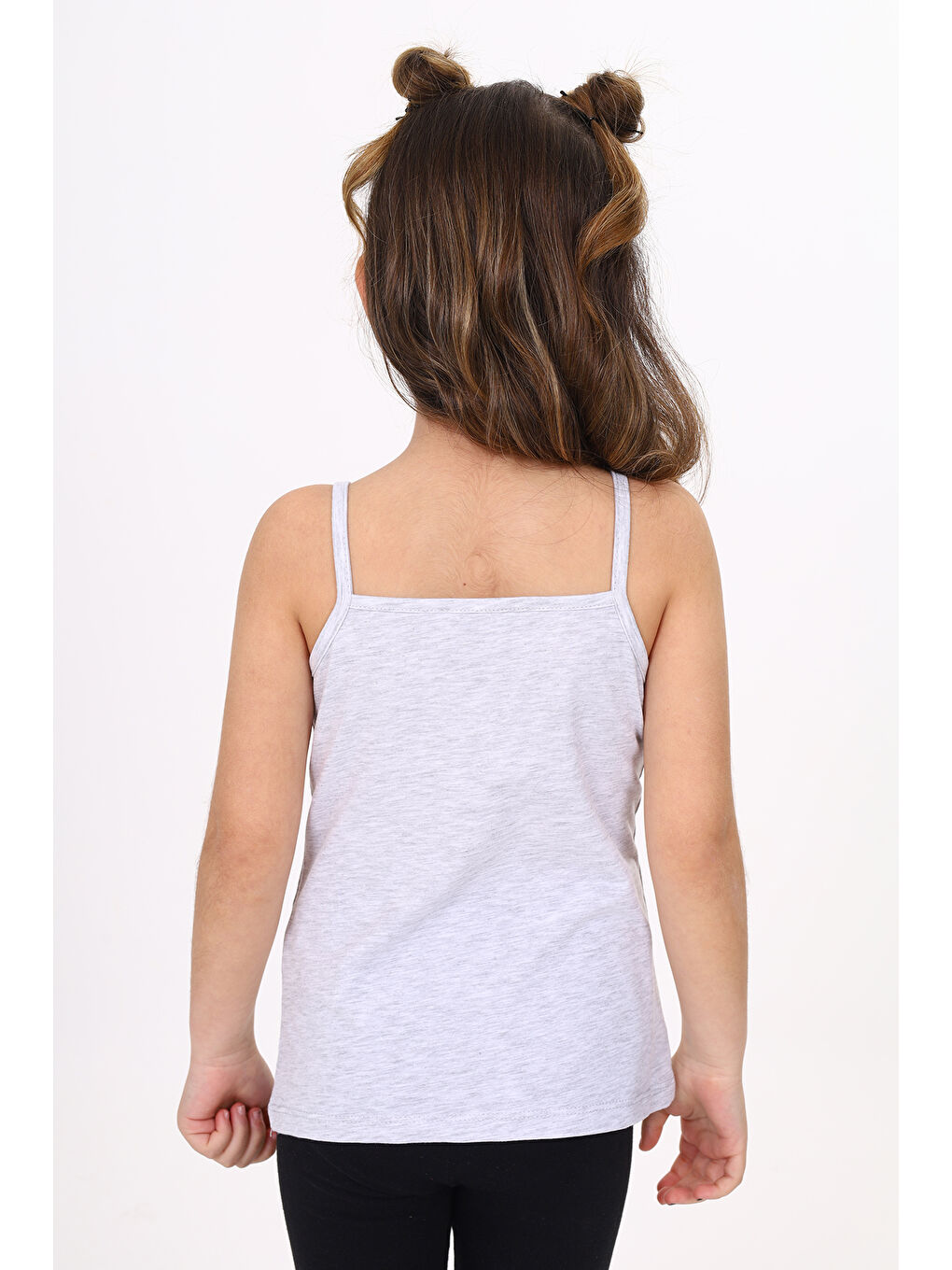 Gri Kız Çocuk Deniz Kızı Baskılı Pul İşlemeli Atlet-4