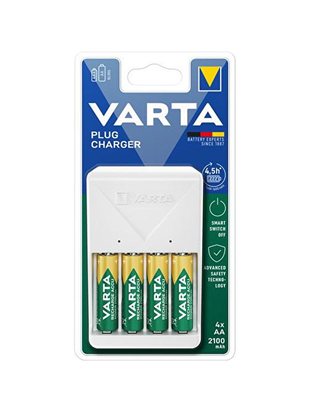 Varta Plug Charger Şarj Cihazı + 4 adet 2100mAh AA Şarj Edilebilir Pil