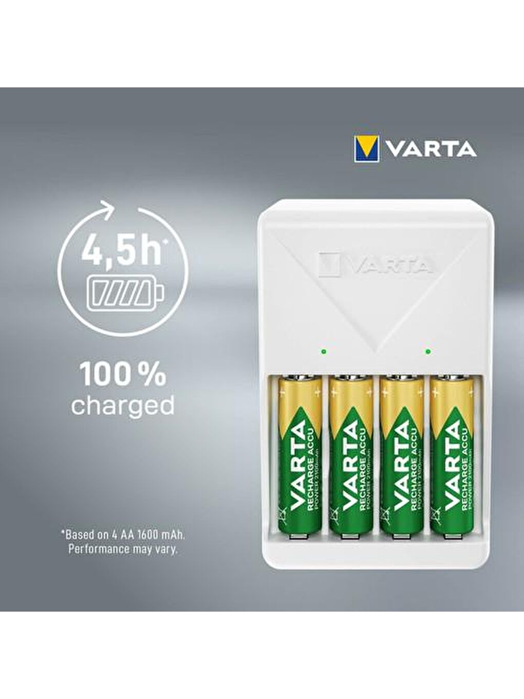 Varta Plug Charger Şarj Cihazı + 4 adet 2100mAh AA Şarj Edilebilir Pil - 6