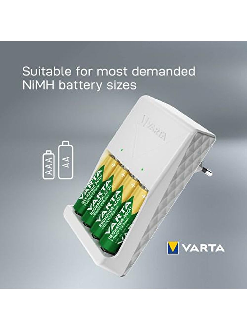 Varta Plug Charger Şarj Cihazı + 4 adet 2100mAh AA Şarj Edilebilir Pil - 7