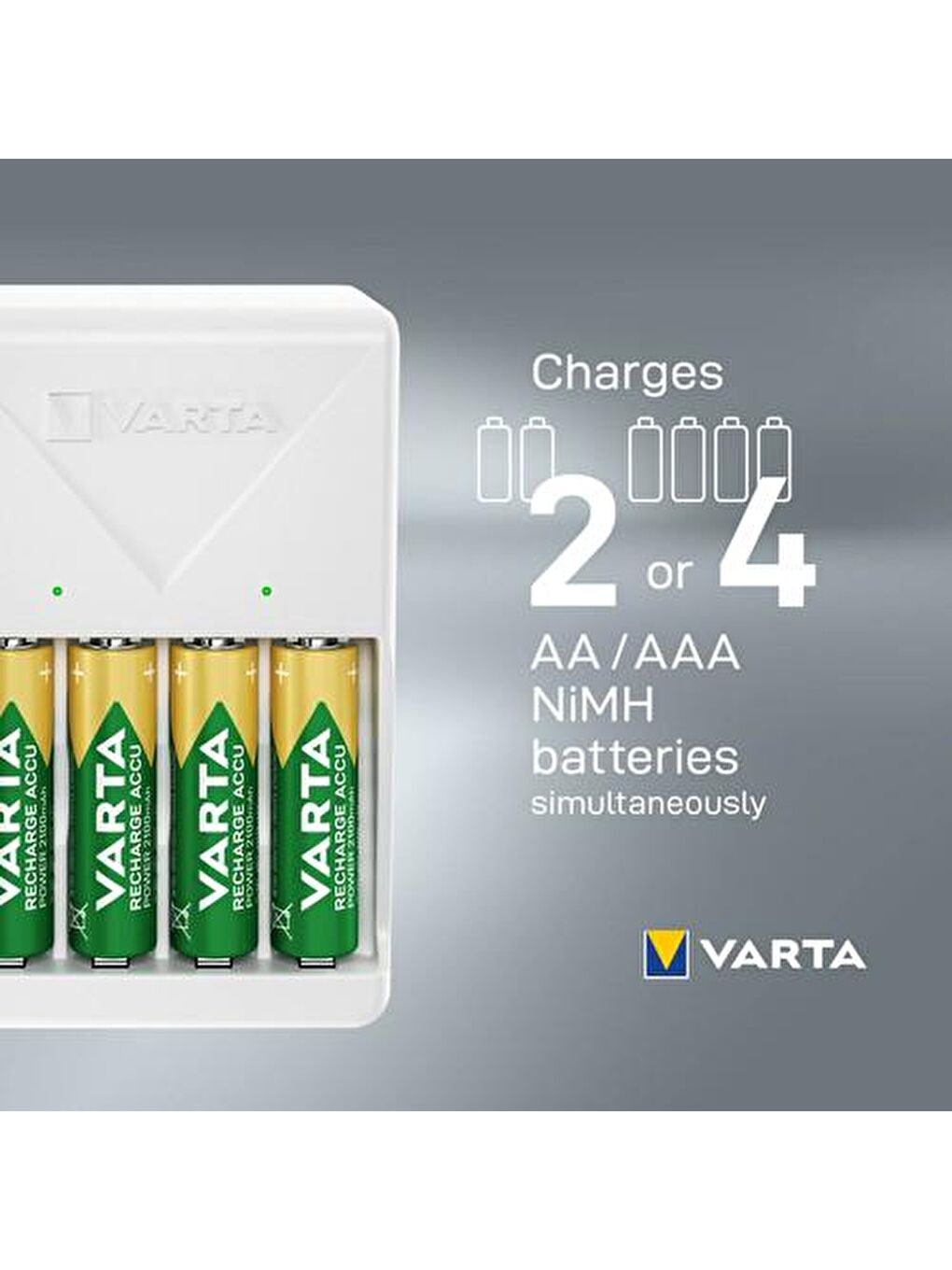 Varta Plug Charger Şarj Cihazı + 4 adet 2100mAh AA Şarj Edilebilir Pil - 8