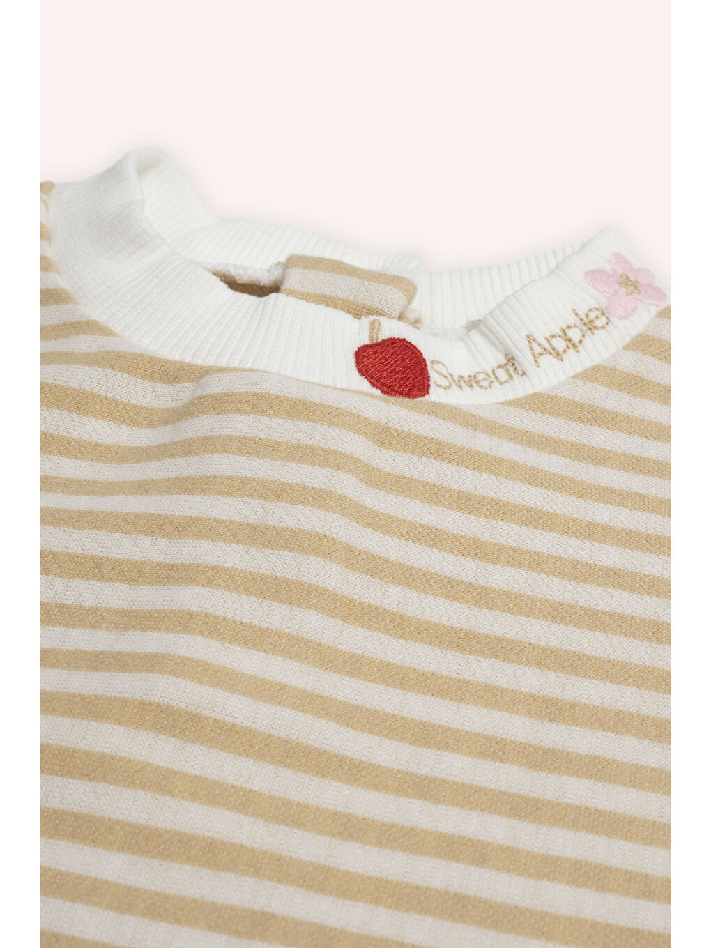 Kız Bebek Çizgi Desenli Bej Sweatshirt-2