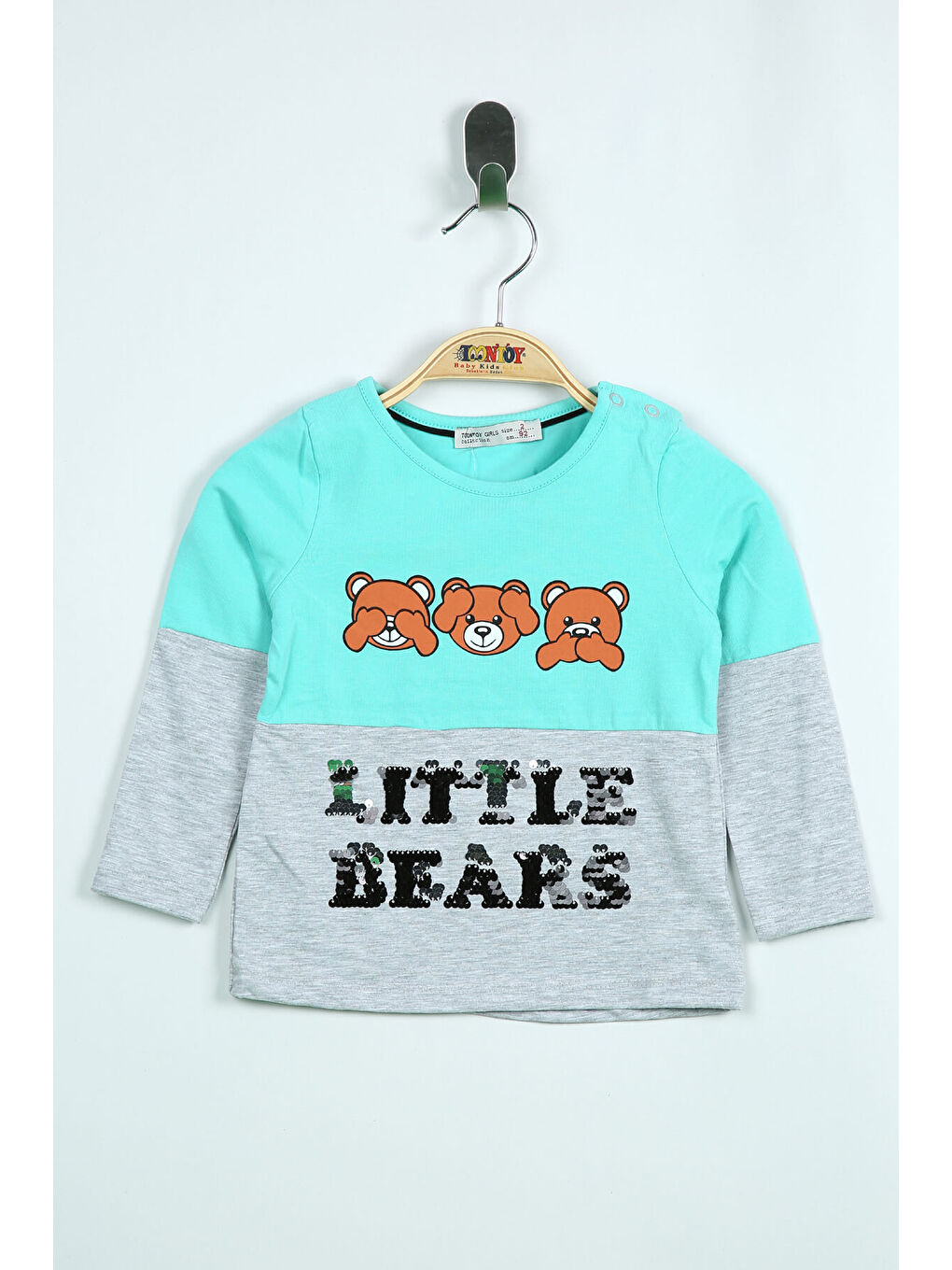 Toontoykids Yeşil Kız Bebek Tişört Little Bears Baskılı