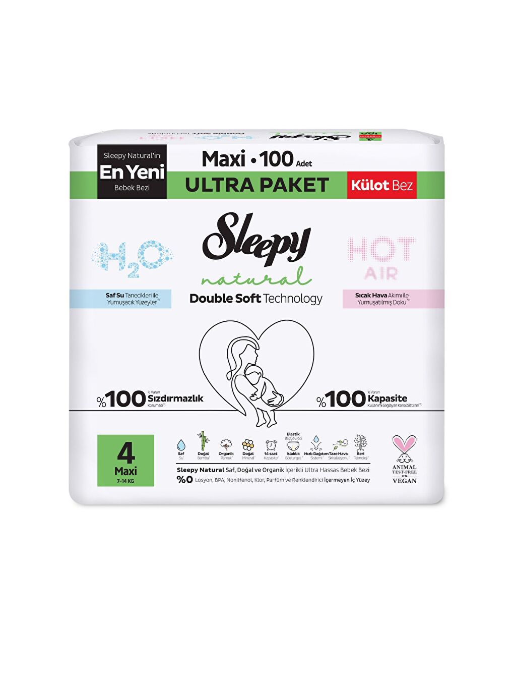 Natural Double Soft Ultra Paket Külot Bez 4 Numara Maxi 100 Adet-1