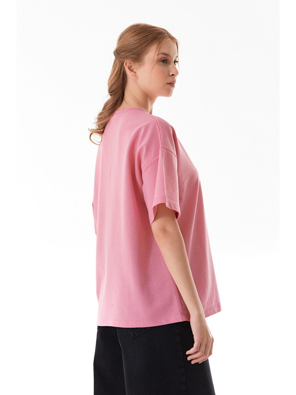 Pembe Ayıcık Nakışlı Oversize Tişört-2
