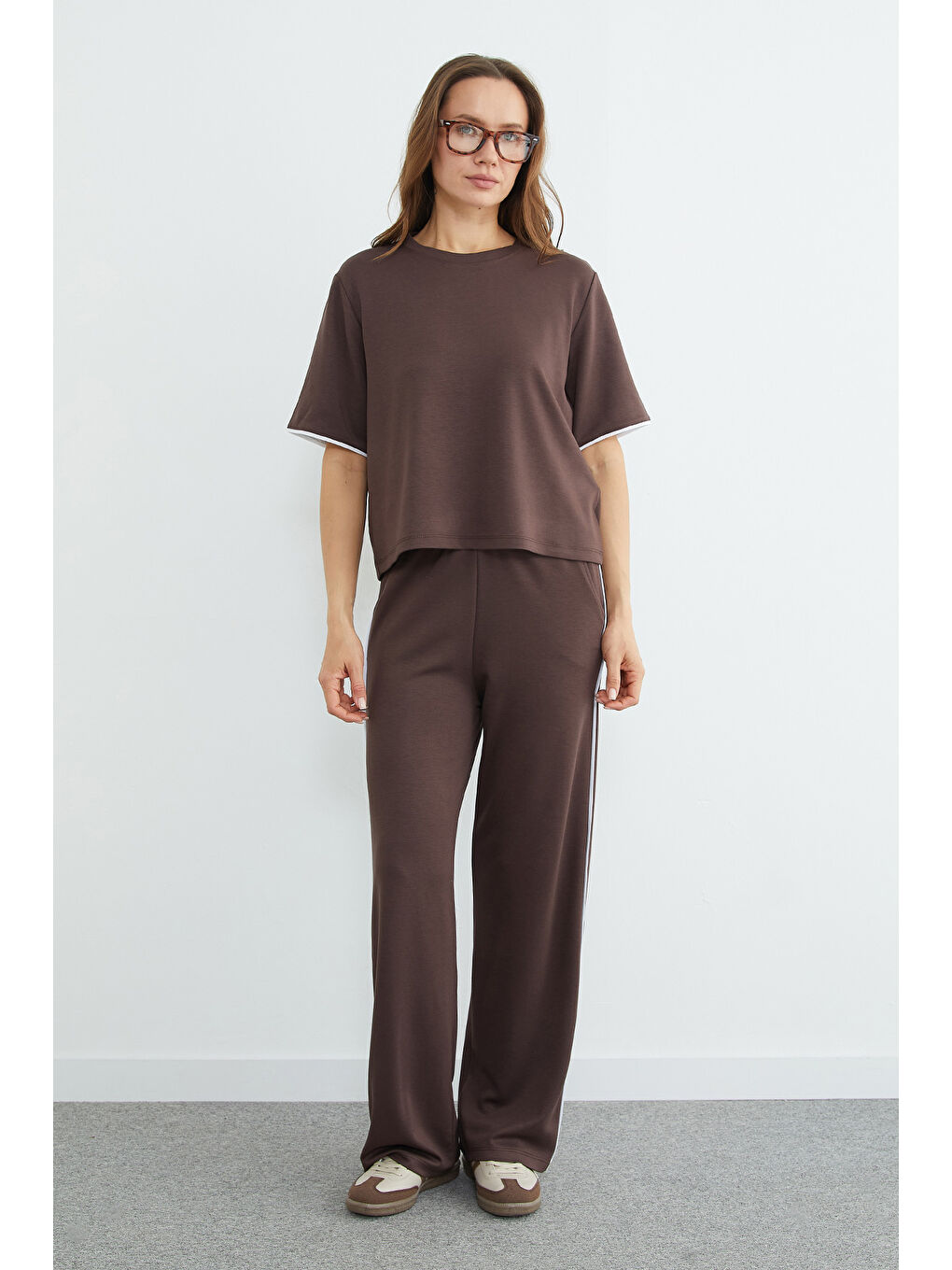 Kahverengi Biyeli Bisiklet Yaka Modal 2 Li Takım-3