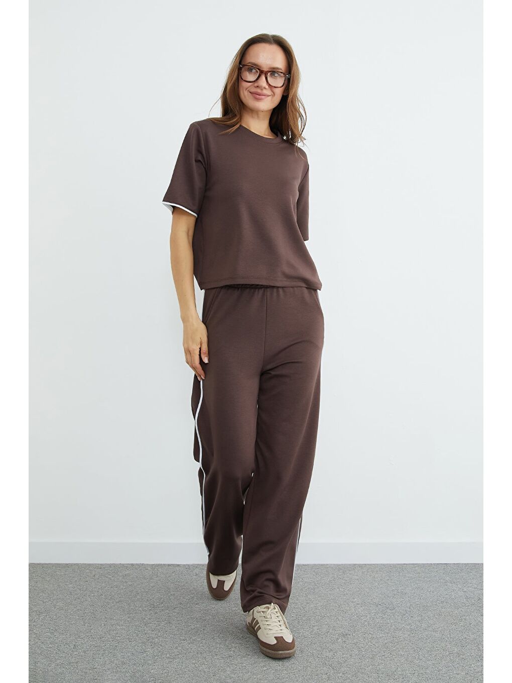 Kahverengi Biyeli Bisiklet Yaka Modal 2 Li Takım-4