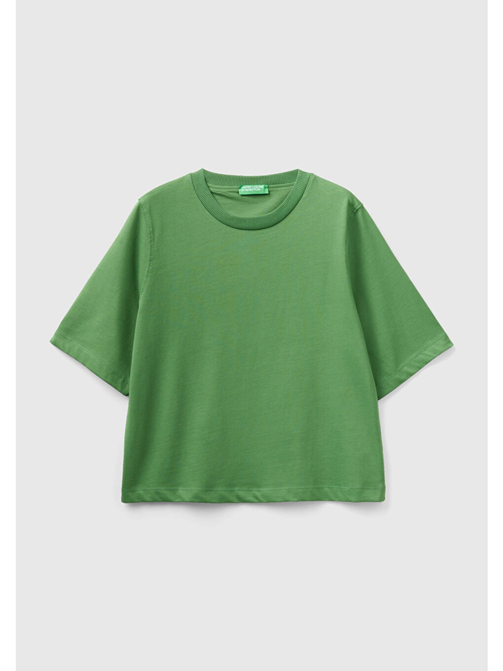 United Colors Of Benetton Kadın Soluk Yeşil  100 Pamuk Boxy Fit T Shirt - 1