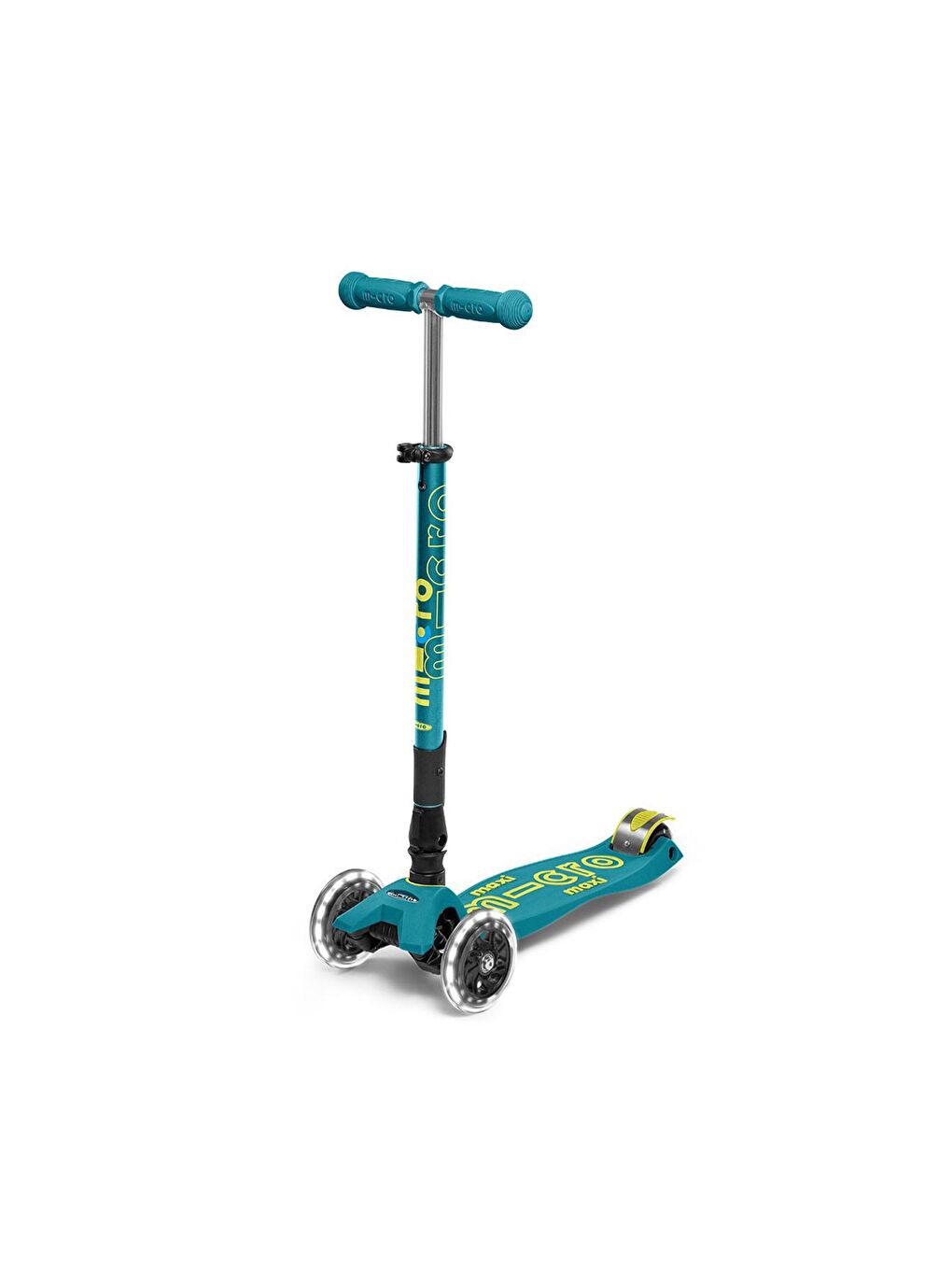 Micro Yeşil Maxi Deluxe LED Foldable 3 Tekerlekli Scooter Petrol Green