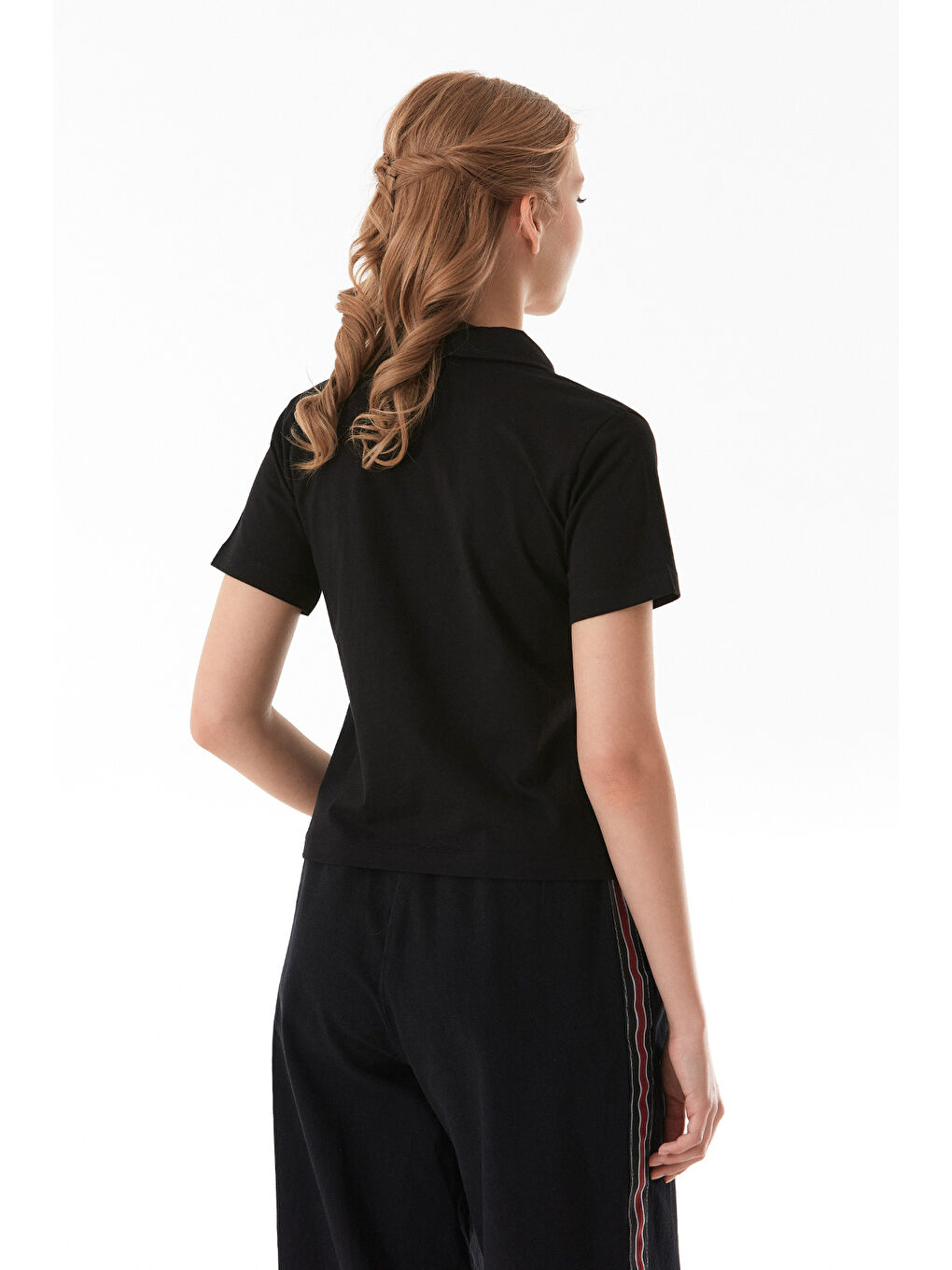 Siyah Min Min Baskılı Polo Yaka Tişört-3