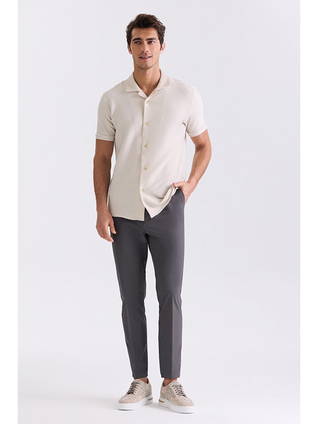 Bej Slim Fit Gömlek-1