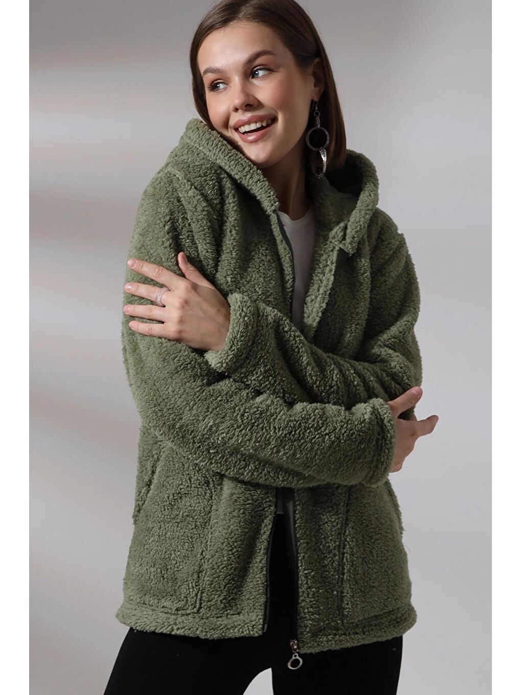 Yeşil Fermuarlı Polar Sweat-1