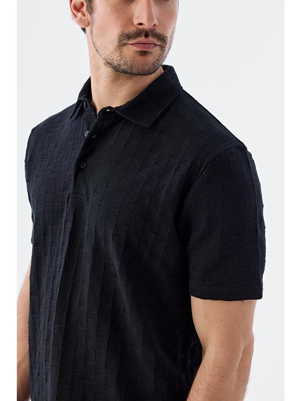 Siyah Slim Fit %100 Pamuk Polo Yaka T-Shirt-2