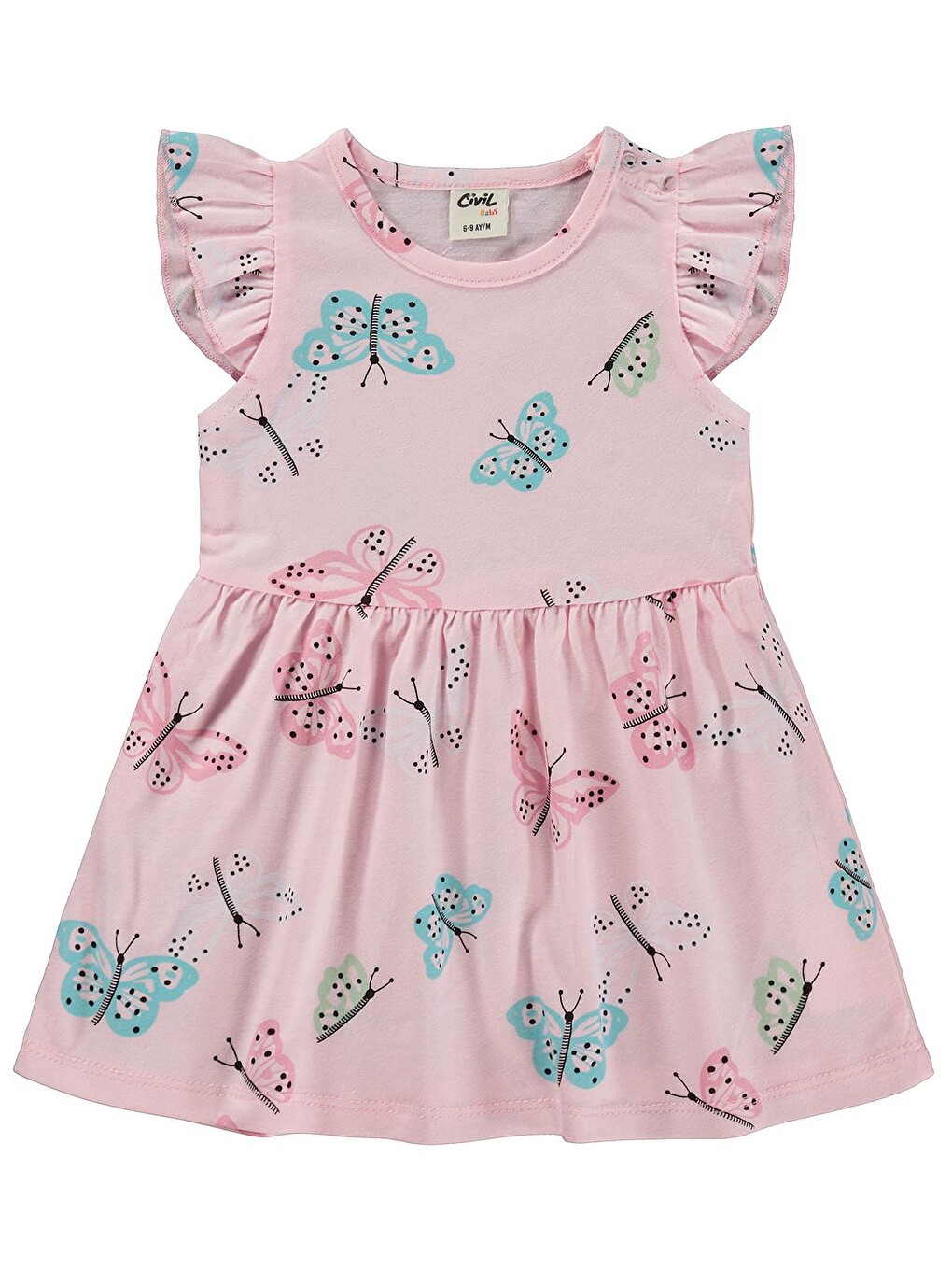 Baby Kelebek Empirme 6-18 Ay Elbise - Pembe