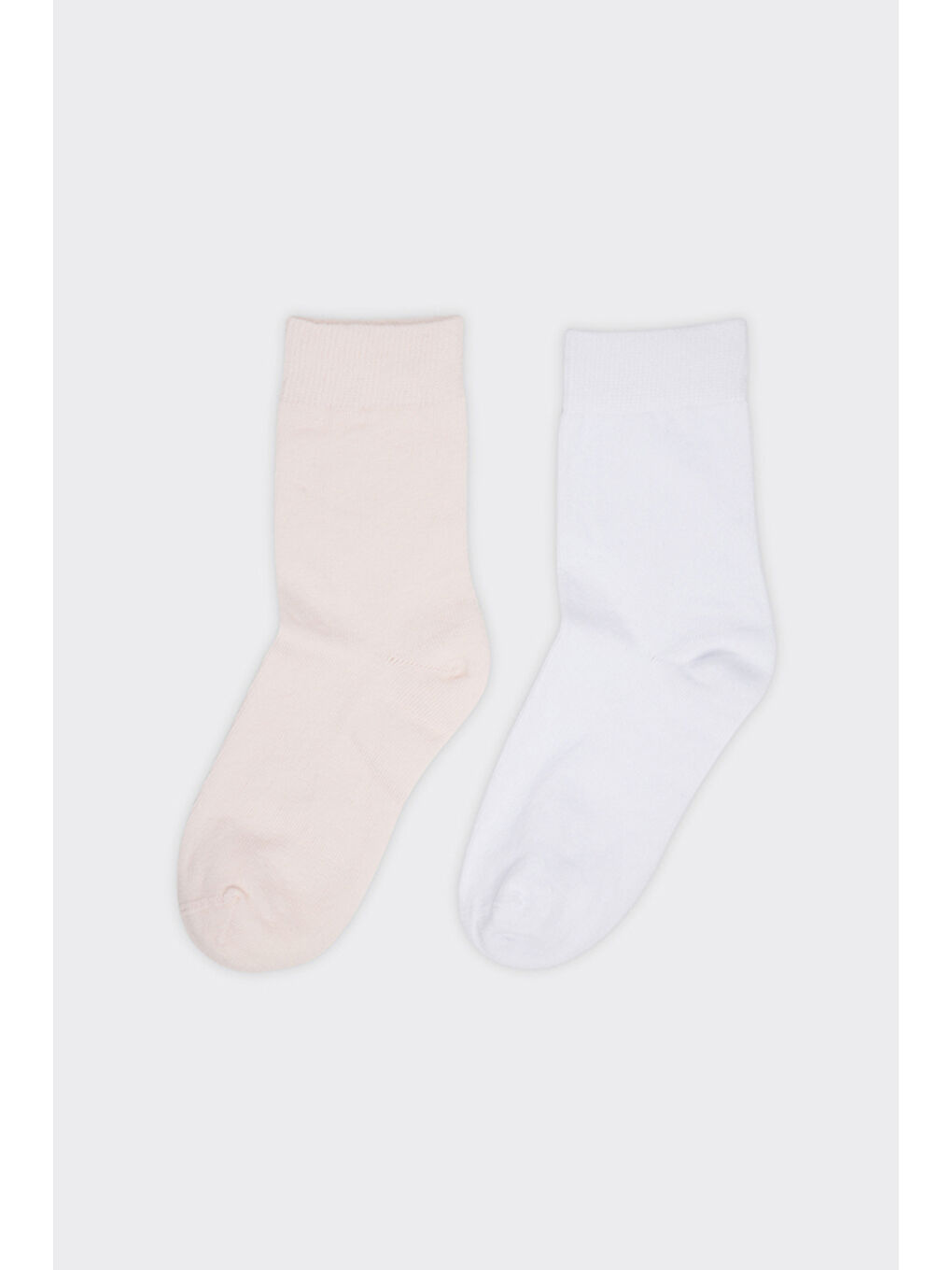 Unisex Çocuk 2'li Basic Pembe-Beyaz Soket Çorap