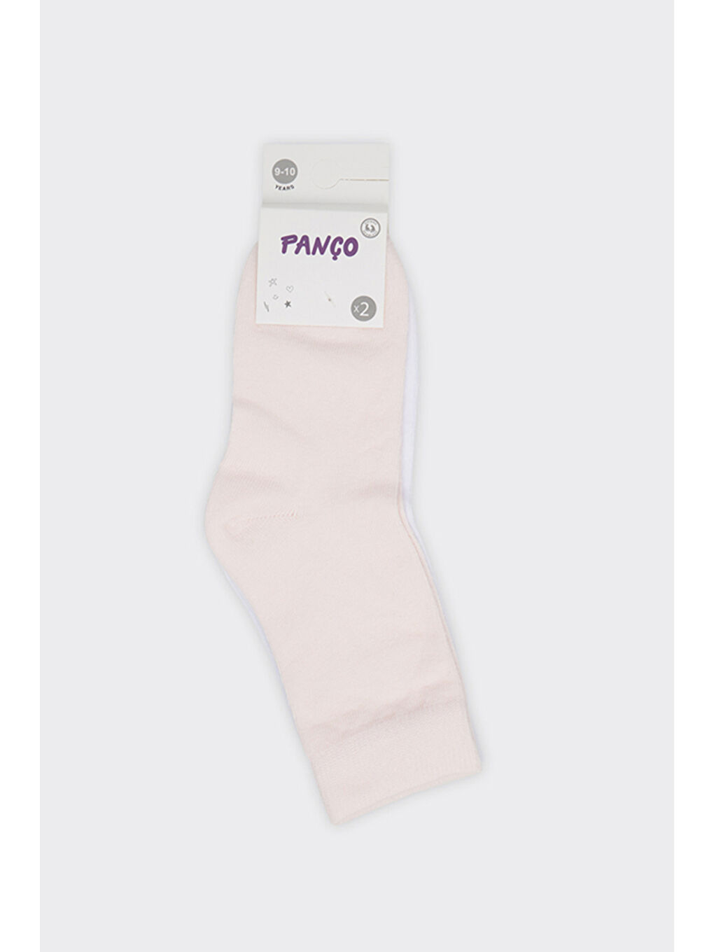 Unisex Çocuk 2'li Basic Pembe-Beyaz Soket Çorap-1