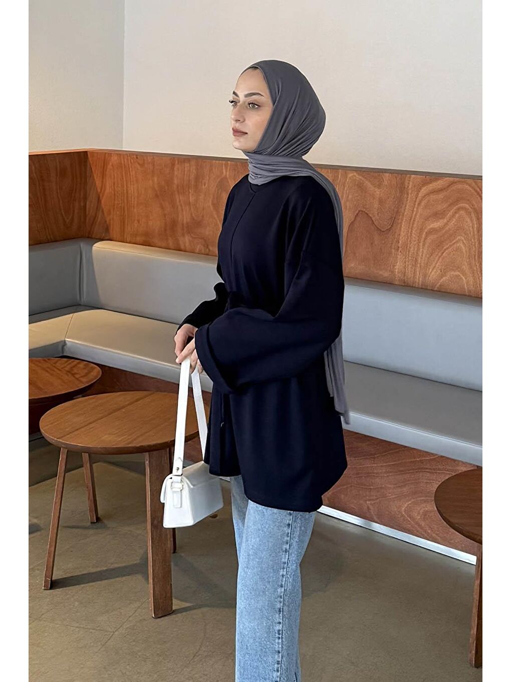 Bağlama Detaylı Sweat Lacivert-1