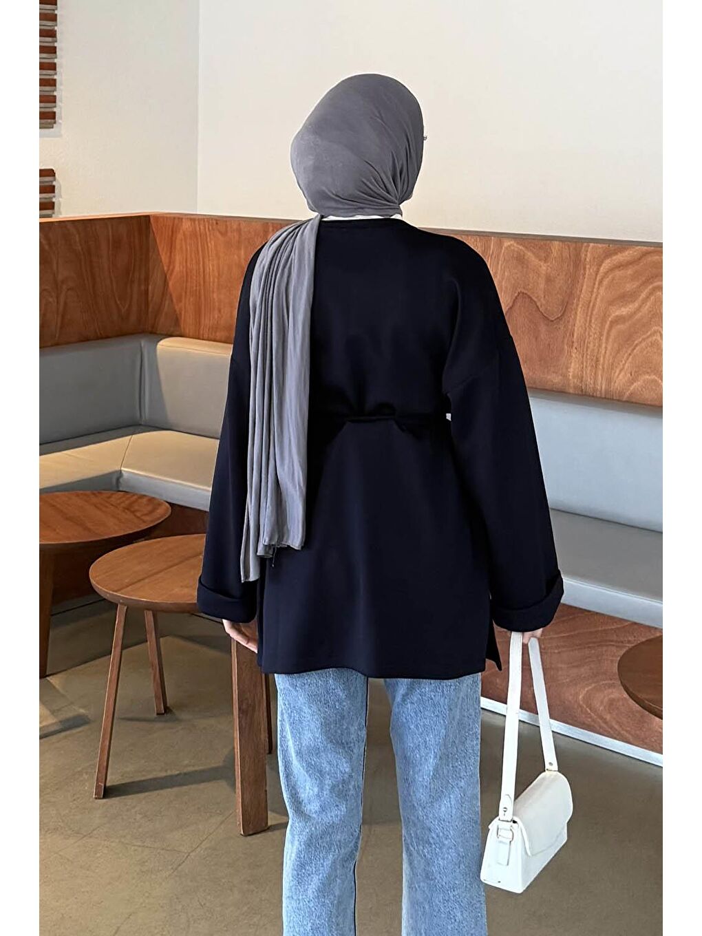 Bağlama Detaylı Sweat Lacivert-3