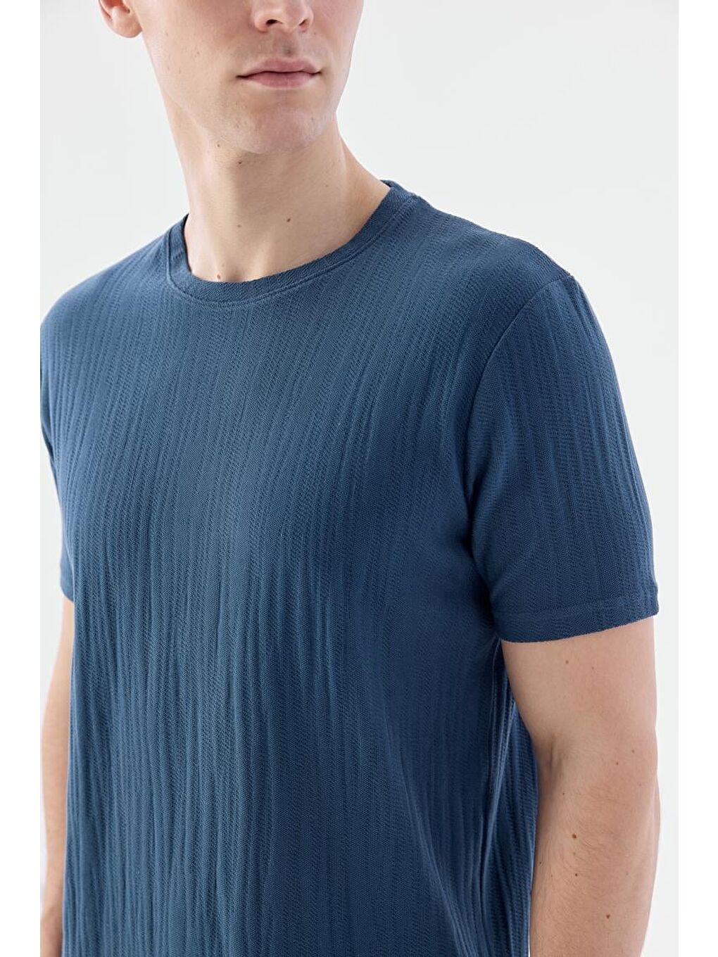 Lacivert Slim Fit Bisiklet Yaka T-Shirt-2