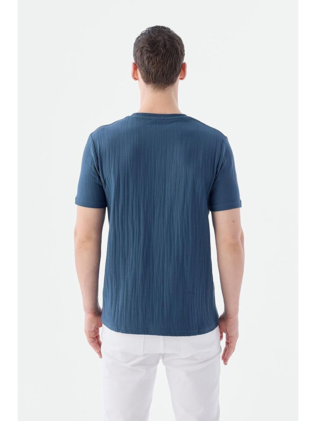 Lacivert Slim Fit Bisiklet Yaka T-Shirt-3