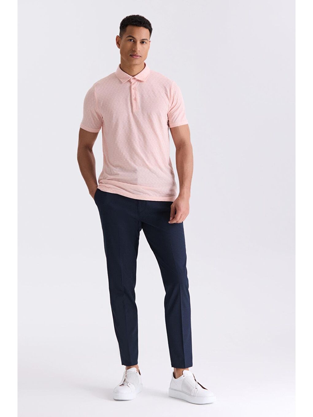 Pembe Slim Fit Polo Yaka T-Shirt-1