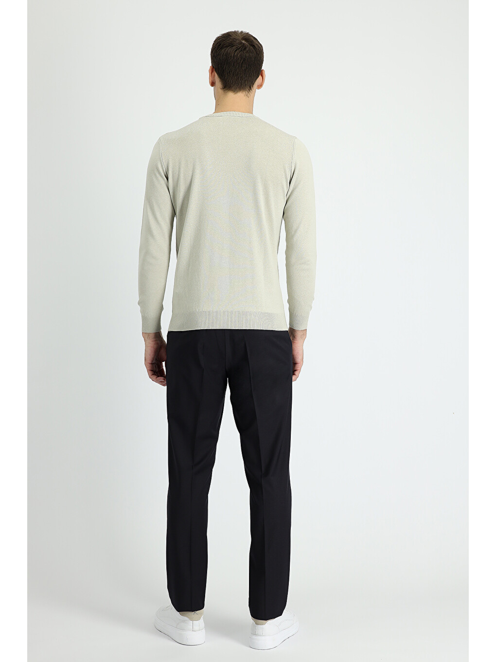 Siyah Slim Fit Dar Kesim Yünlü Klasik Kumaş Pantolon-2