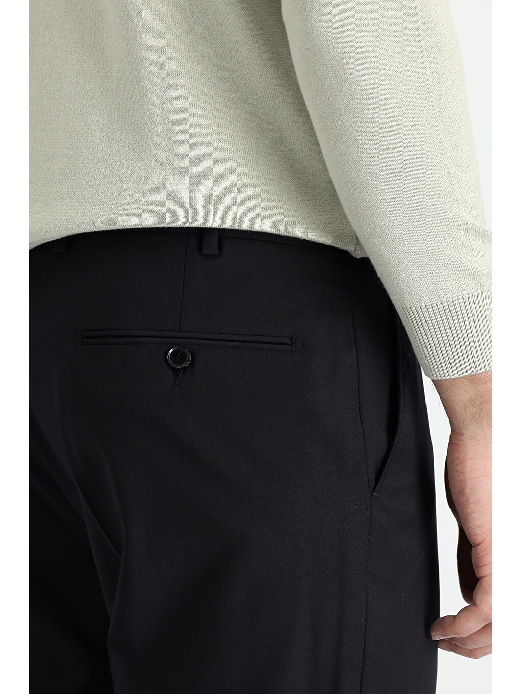 Siyah Slim Fit Dar Kesim Yünlü Klasik Kumaş Pantolon-3