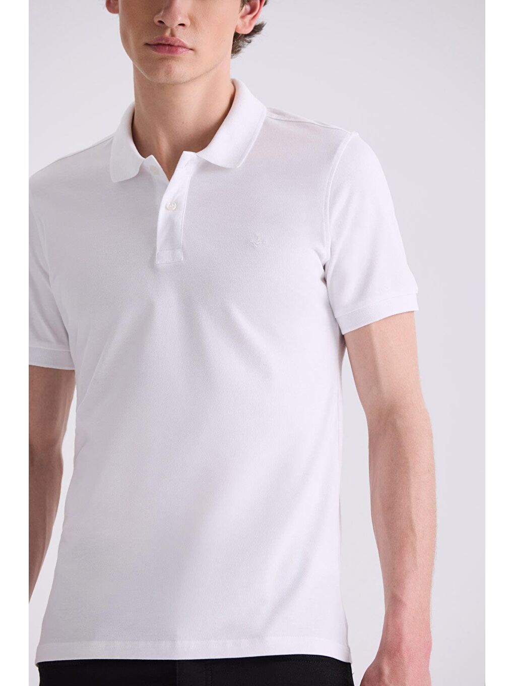 Beyaz Slim Fit Polo Yaka T-Shirt-2