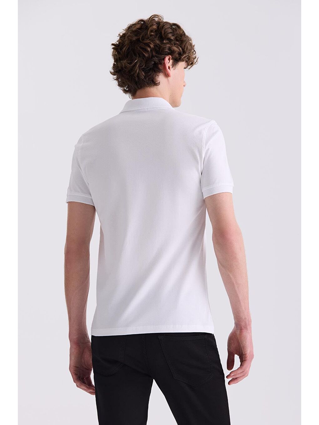 Beyaz Slim Fit Polo Yaka T-Shirt-3