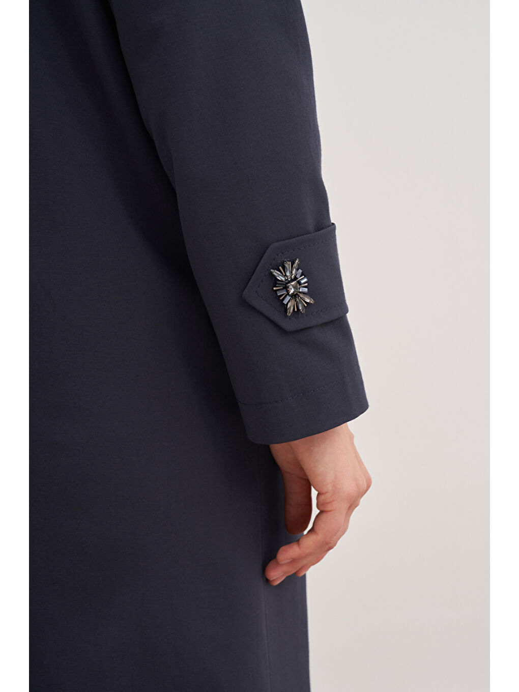 Lacivert 7647112 Çan Kesim Trençkot-4