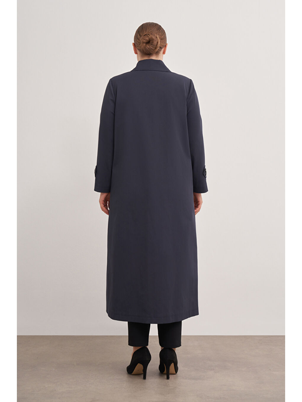 Lacivert 7647112 Çan Kesim Trençkot-5