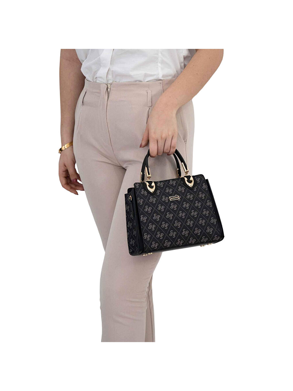 Gri Kadın Kol Çantası 1133-45787 SILVER POLO BAYAN ÇANTASI M178 FÜME-MAT SİYAH