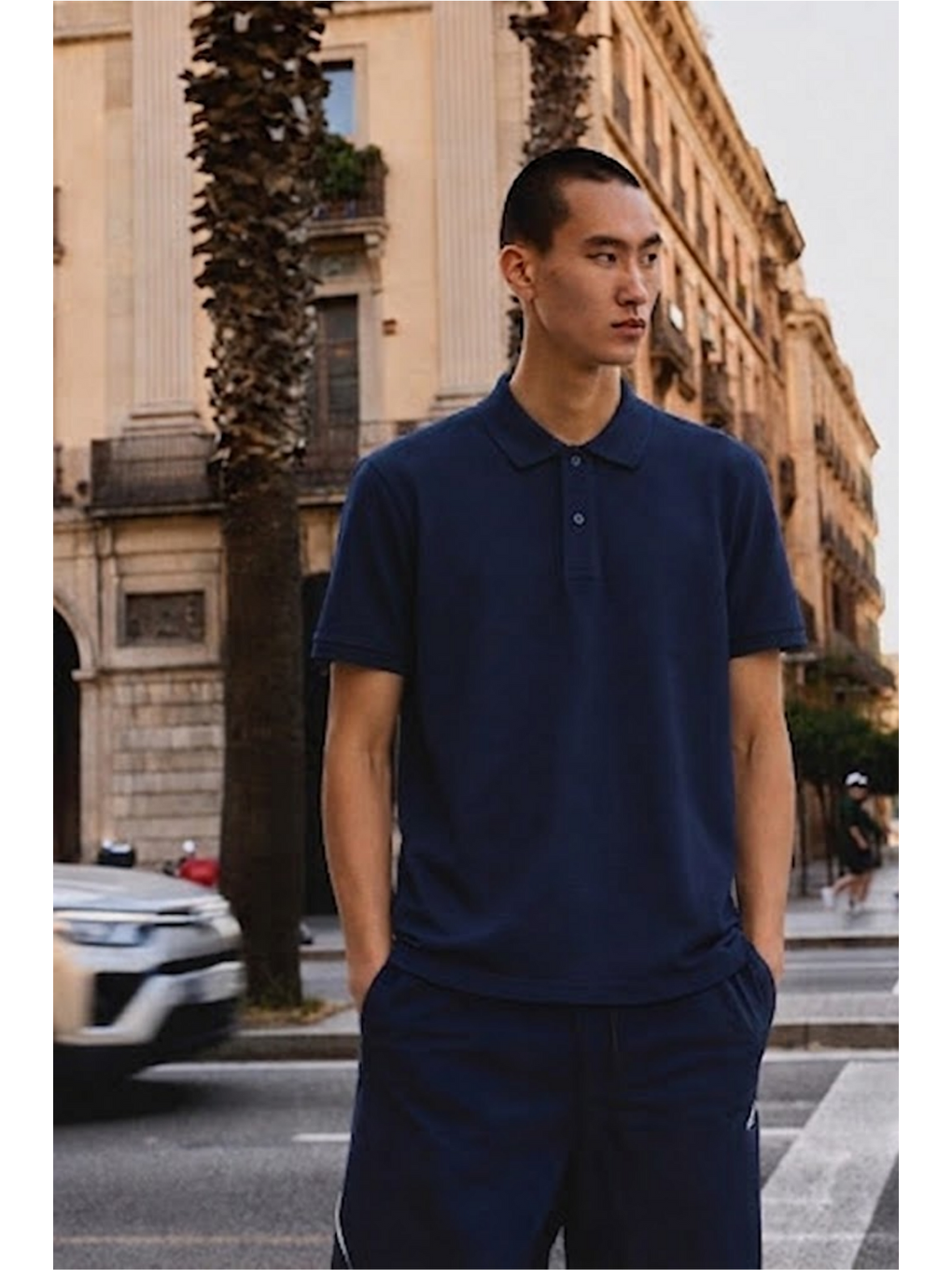 Erkek Basic Bol Lacivert Polo Yaka Tişört