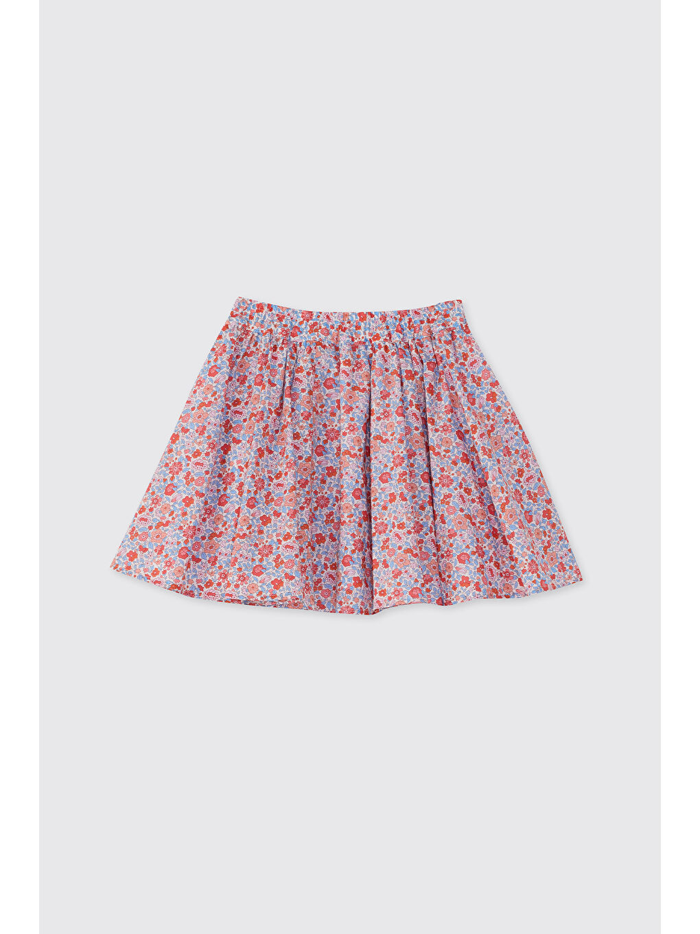Kırmızı Liberty Kumaş Kız Çocuk Çiçek Desenli Etek-3