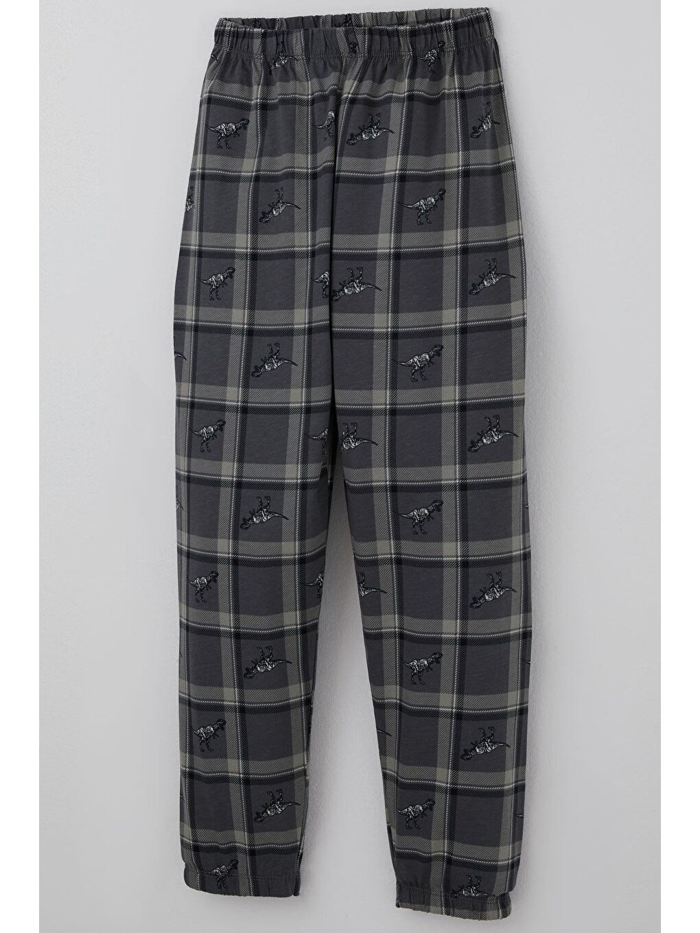 Erkek Çocuk Pijama Takımı Dinozor Krallığı Ekose Desenli Gri (4-8 Yaş)-6