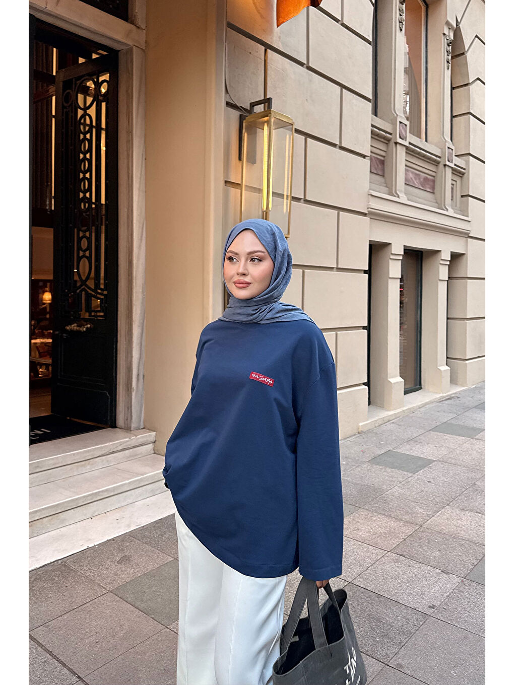 Kadın Arma Detay Tunik Mavi-1